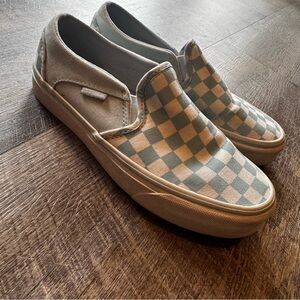 Vans Classic Slip-On Checkerboard Light Blue White Womens Size 6 Skate Shoes